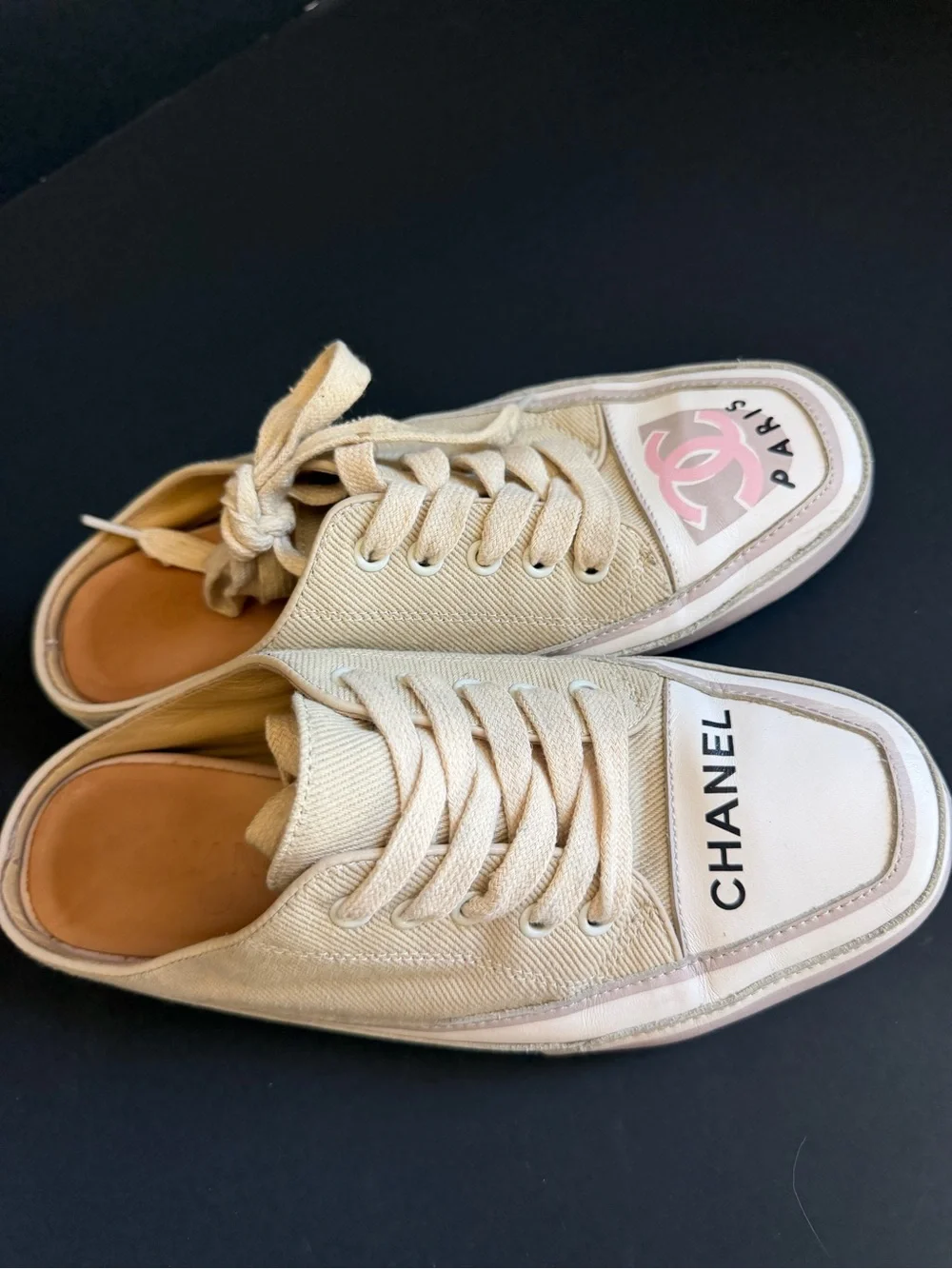 CHANEL Beige Canvas Sneakers